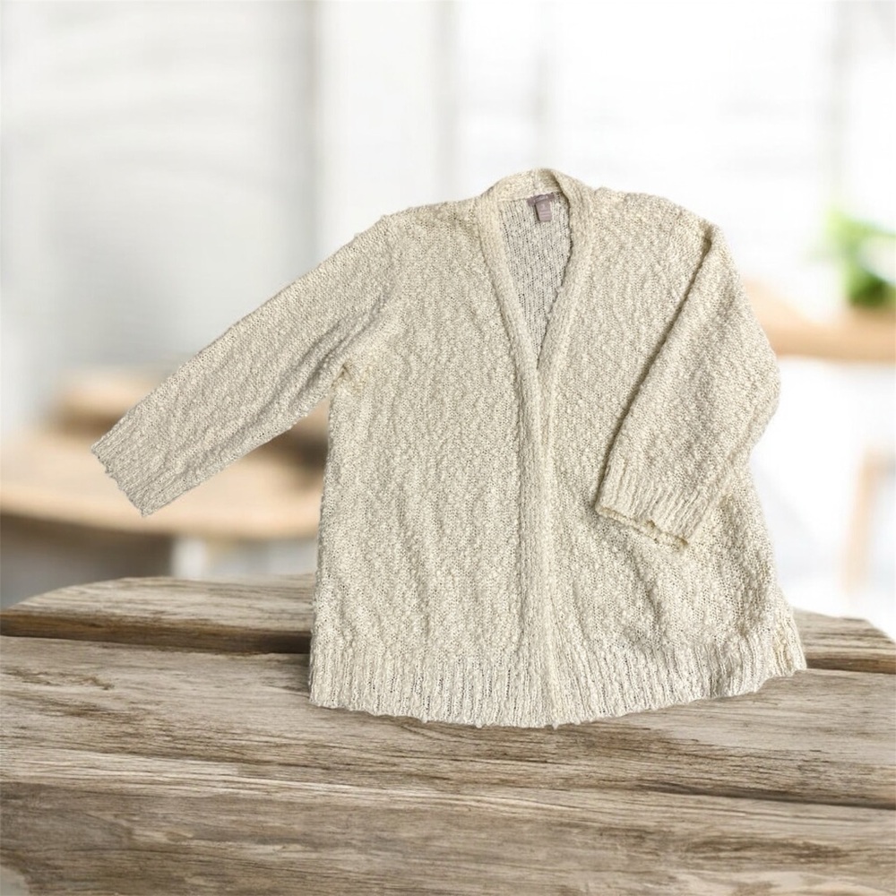 Chico's Textured Cream Knit Cardigan